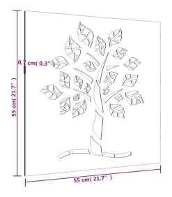Wanddecoratie tuin boomontwerp 55x55 cm cortenstaal