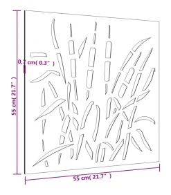 Wanddecoratie tuin grasontwerp 55x55 cm cortenstaal