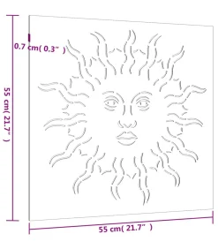 Wanddecoratie tuin zonontwerp 55x55 cm cortenstaal