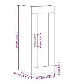 Wandkast 34,5x34x90 cm bewerkt hout bruin eikenkleur