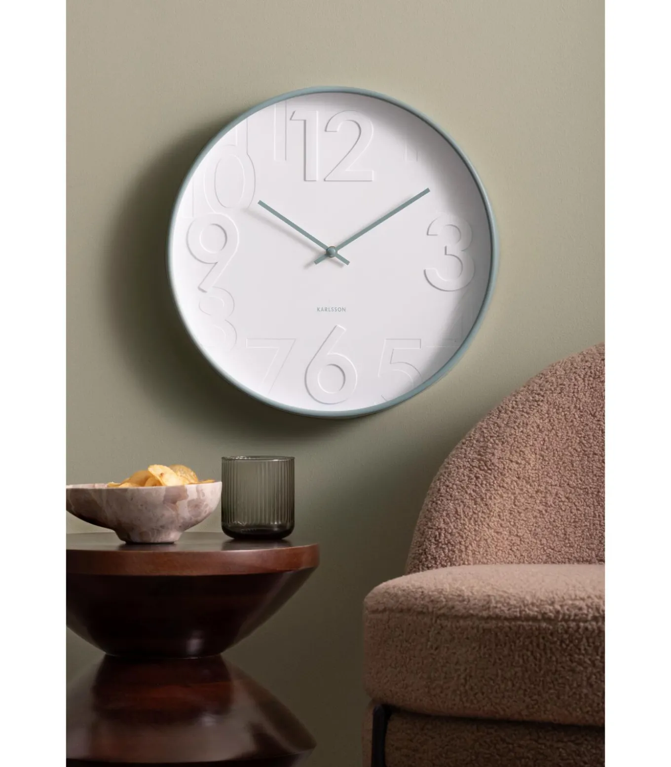 Wandklok Ayuno - Mistig blauw - Ø40cm