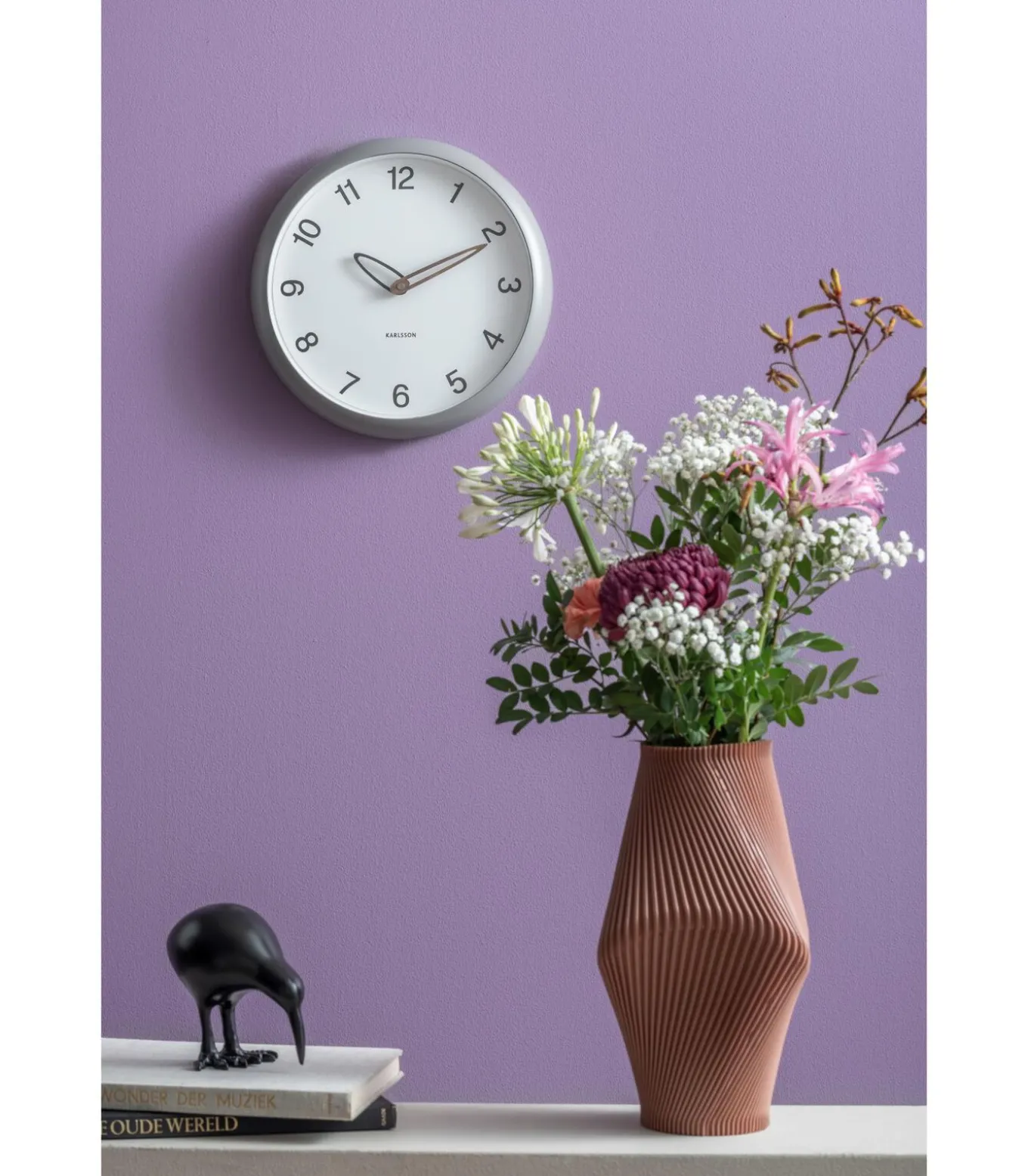 Wandklok Bella - Donkergrijs - 4.2x30x30cm