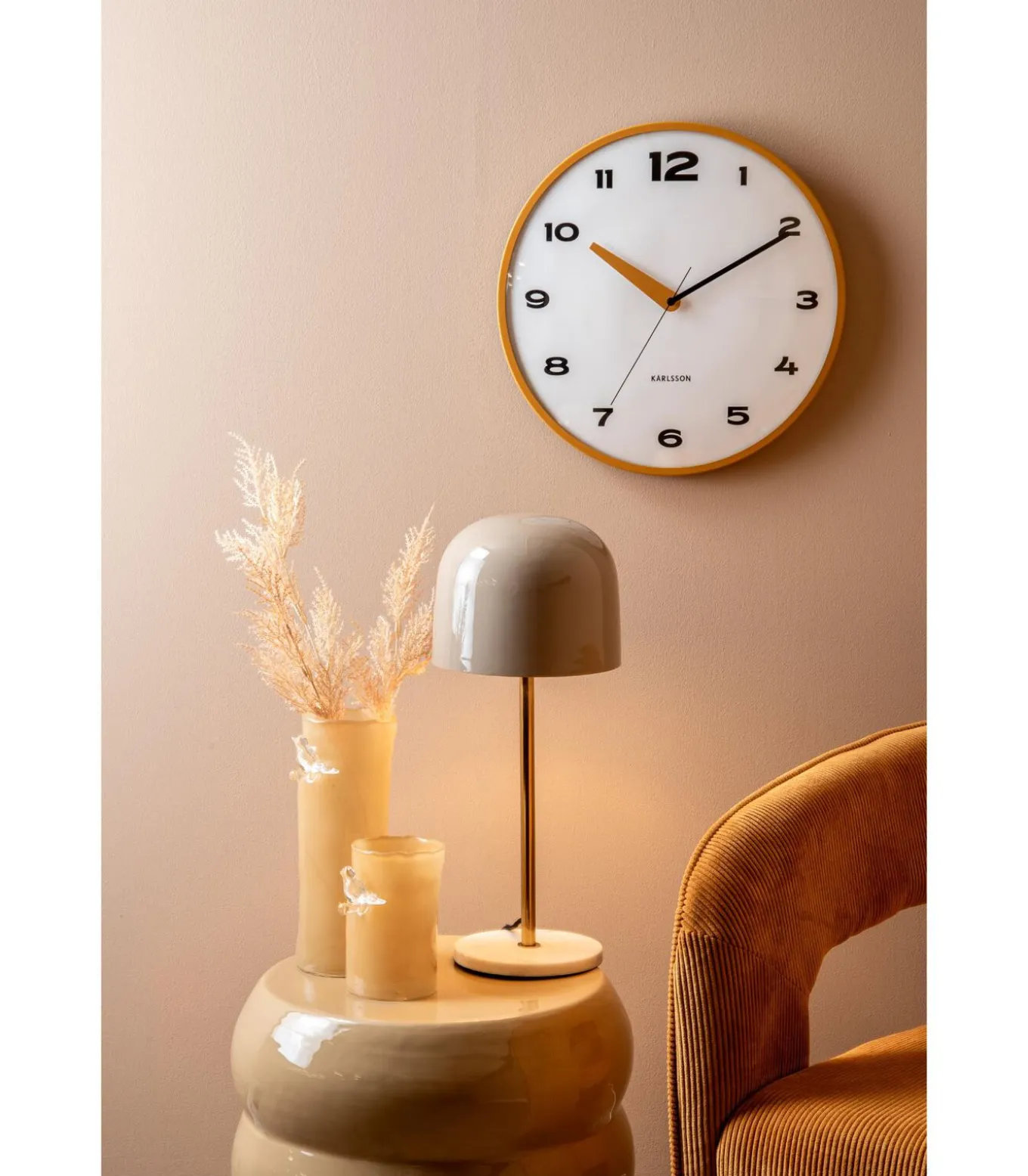 Wandklok Brisk Dome - Okergeel - Ø40cm