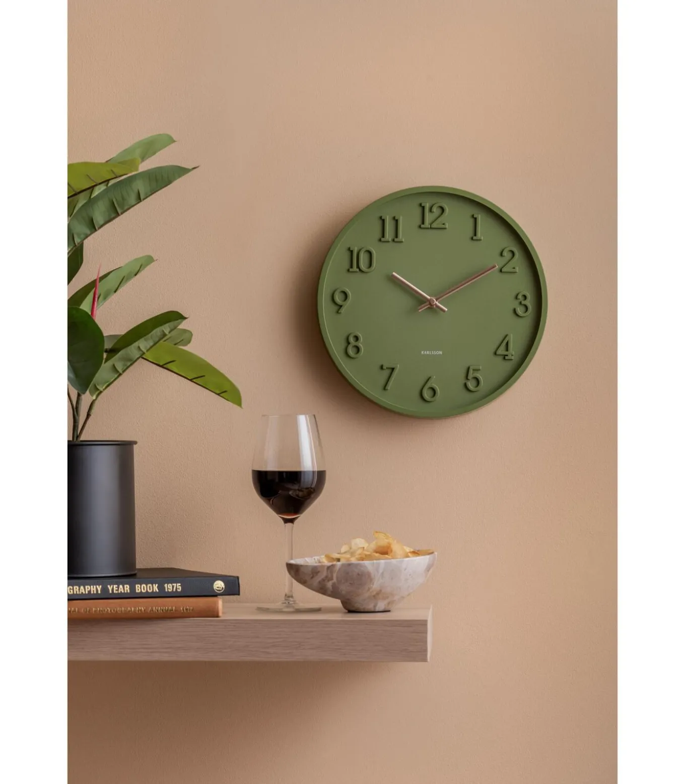 Wandklok Calma - Legergroen - 3.8x30x30cm