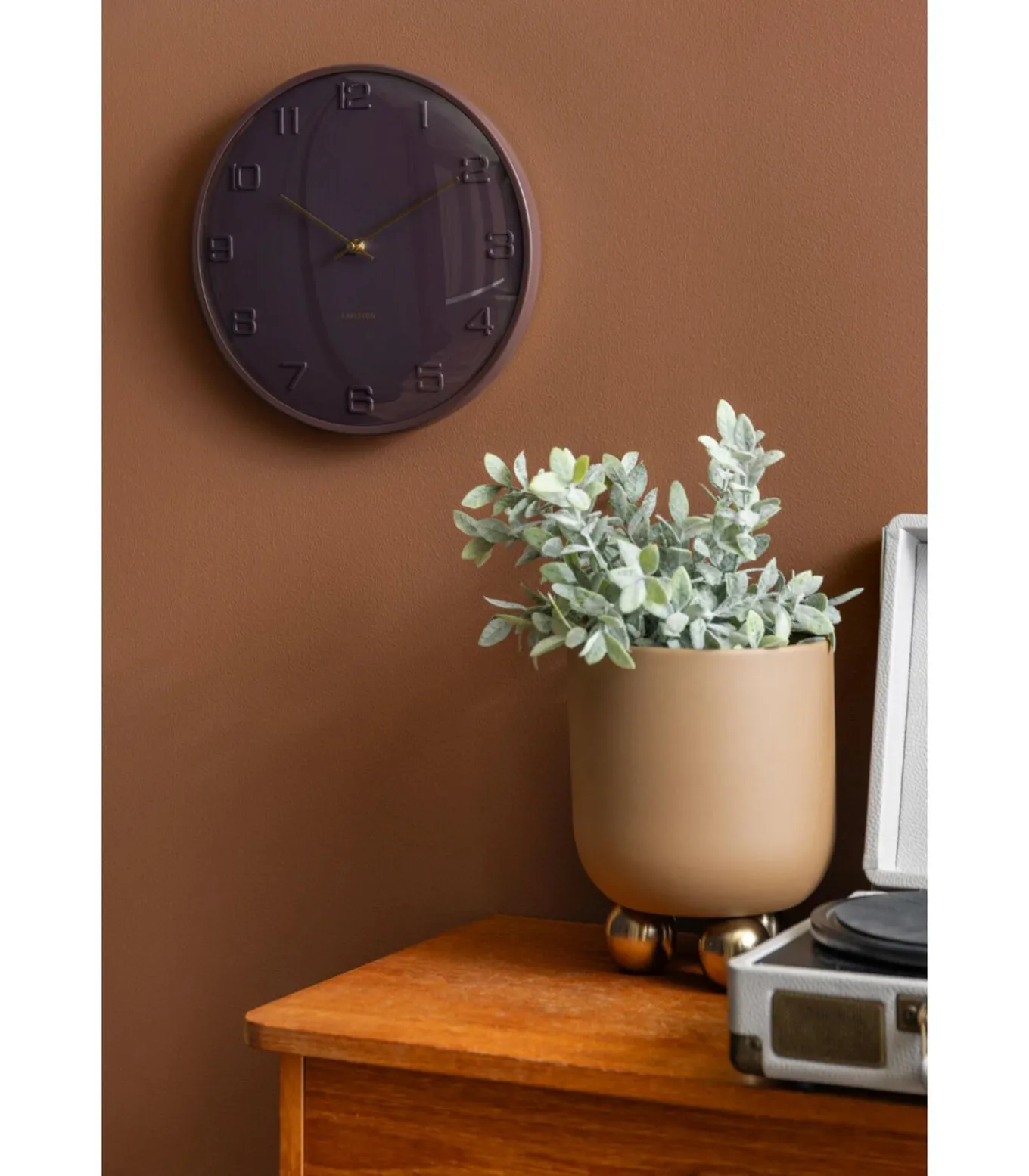 Wandklok Fuerte Dome - Bruin - 30.5x30.5x30.5cm