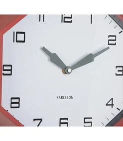 Wandklok Modern Factory Octagon - Rood - 32x32x26cm