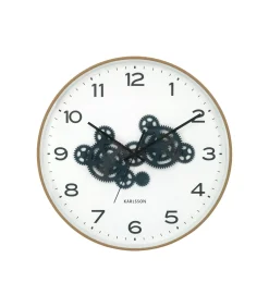 Wandklok Open Gear - Geel - 40.8x40.8x40.8cm