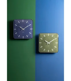 Wandklok Sucinto Dome Square - Blauw - 35x35x35cm