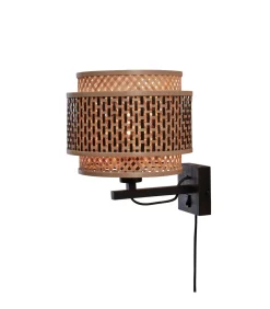 Wandlamp Bhutan - Bamboe/Zwart - Ø25cm