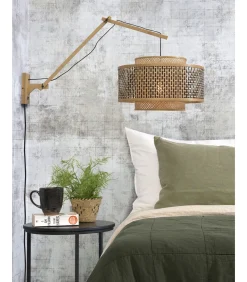 Wandlamp Bhutan - Bamboe/Zwart - 95x50x55cm
