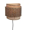 Wandlamp Bhutan - Bamboe/Zwart - 24x12x21cm