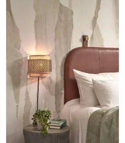 Wandlamp Bhutan - Bamboe/Zwart - 24x12x21cm