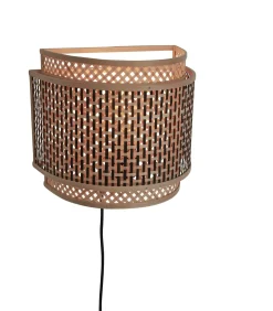 Wandlamp Bhutan - Bamboe/Zwart - 32x16x27cm