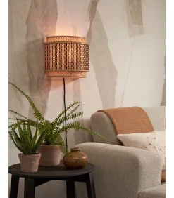 Wandlamp Bhutan - Bamboe/Zwart - 32x16x27cm