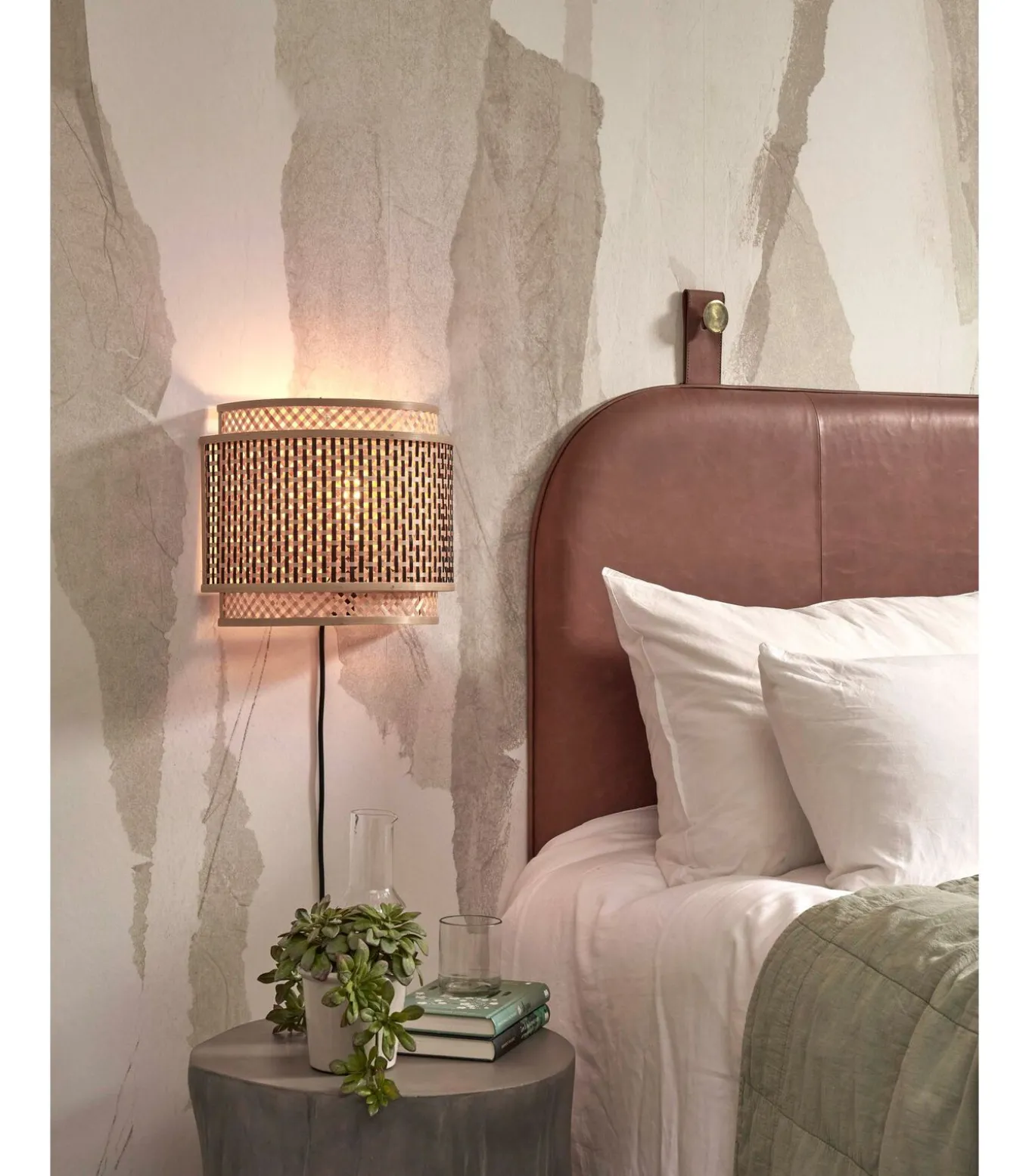 Wandlamp Bhutan - Bamboe/Zwart - 32x16x27cm