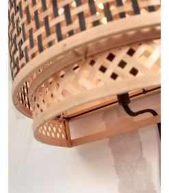 Wandlamp Bhutan - Bamboe/Zwart - 32x16x27cm
