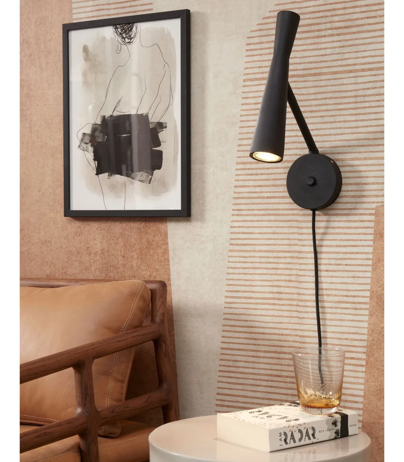 Wandlamp Bordeaux - Zwart - 10.5x26x34.5cm