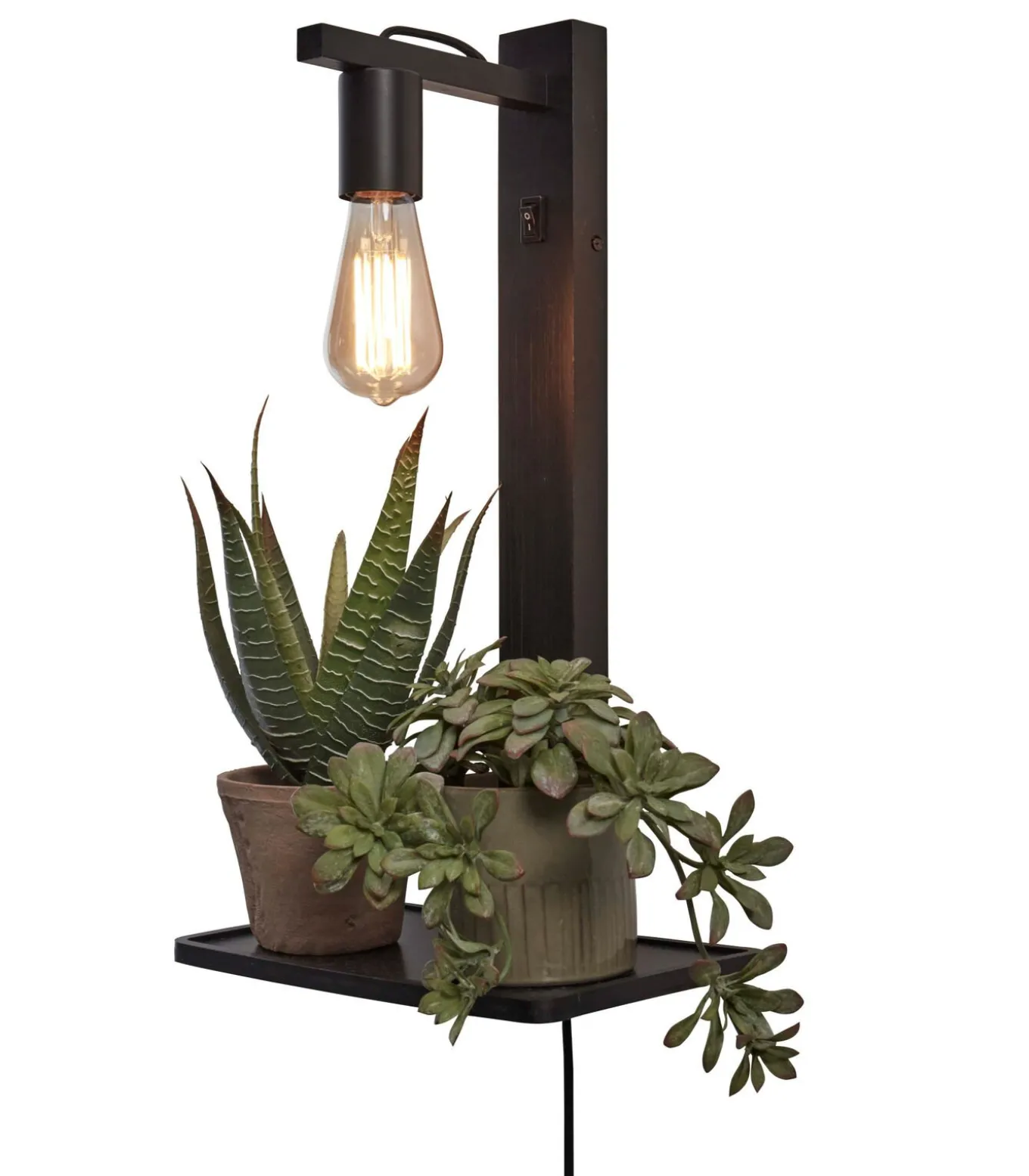 Wandlamp Flores - Bamboe Zwart - 30x18x52cm
