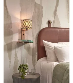 Wandlamp Java - Bamboe/Zwart - 30x22x52cm