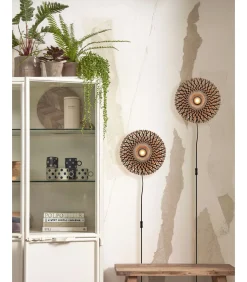 Wandlamp Kalimantan - Bamboe/Zwart - Ø30cm