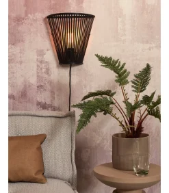 Wandlamp Merapi - Bamboe Zwart - 30x15x30cm
