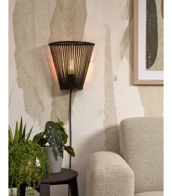 Wandlamp Merapi - Bamboe Zwart - 30x15x30cm