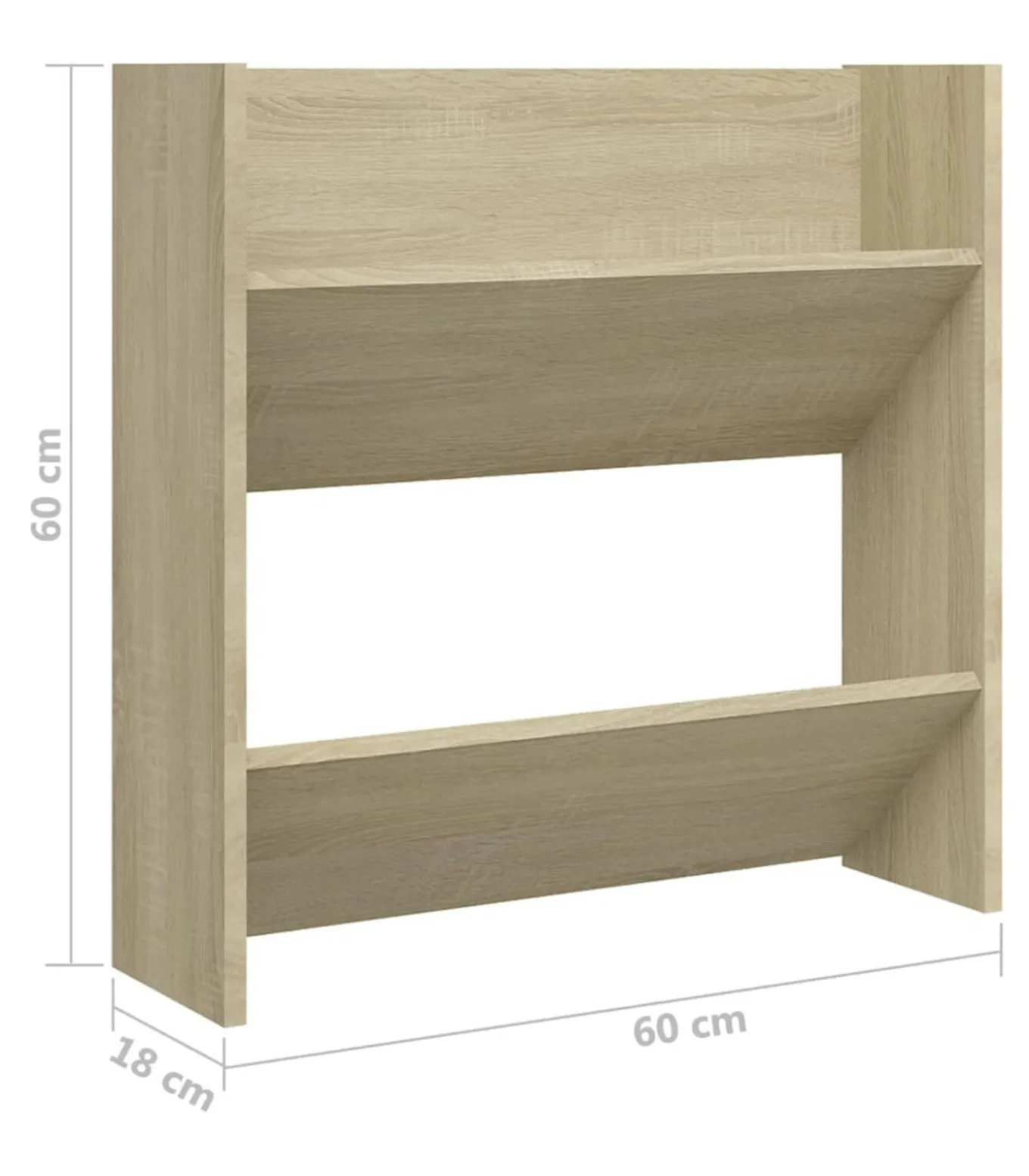 Wandschoenenkast 60x18x60 cm spaanplaat sonoma eikenkleurig