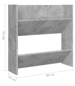 Wandschoenenkast 60x18x60 cm spaanplaat betongrijs