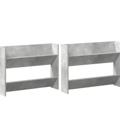 Wandschoenenkasten 2 st 80x18x60 cm spaanplaat betongrijs