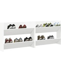 Wandschoenenkasten 2 st 80x18x60 cm spaanplaat wit