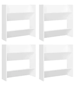 Wandschoenenkasten 4 st 60x18x60 cm bewerkt hout wit