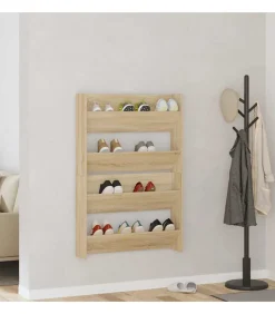 Wandschoenenkasten 2 st 80x18x60 cm spaanplaat sonoma eiken