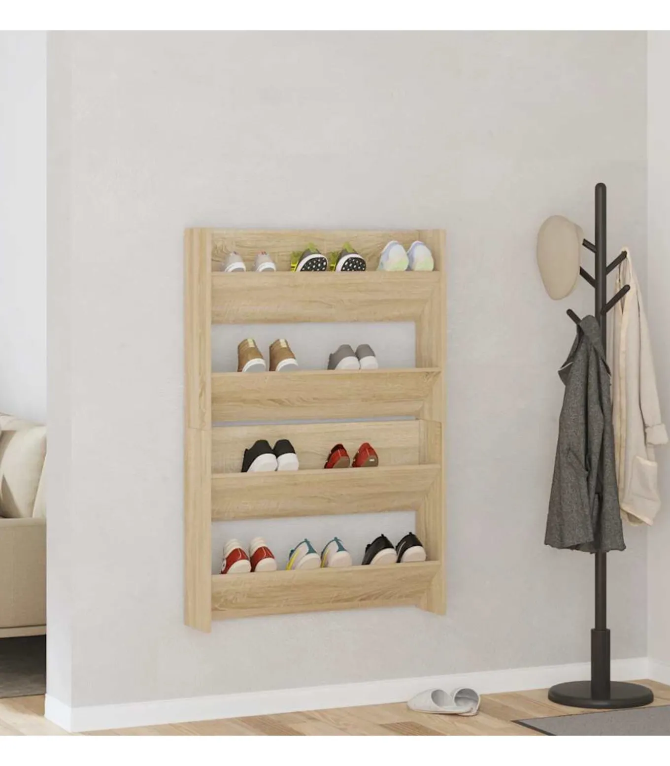 Wandschoenenkasten 2 st 80x18x60 cm spaanplaat sonoma eiken