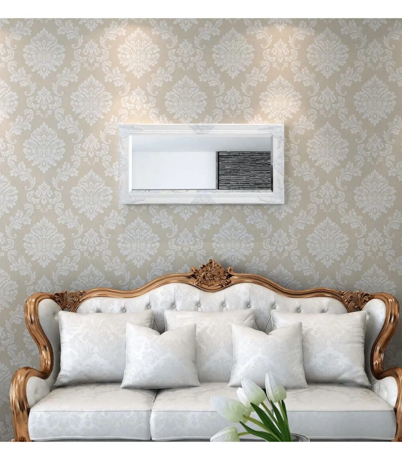 Wandspiegel Barok 100 x 50 cm wit