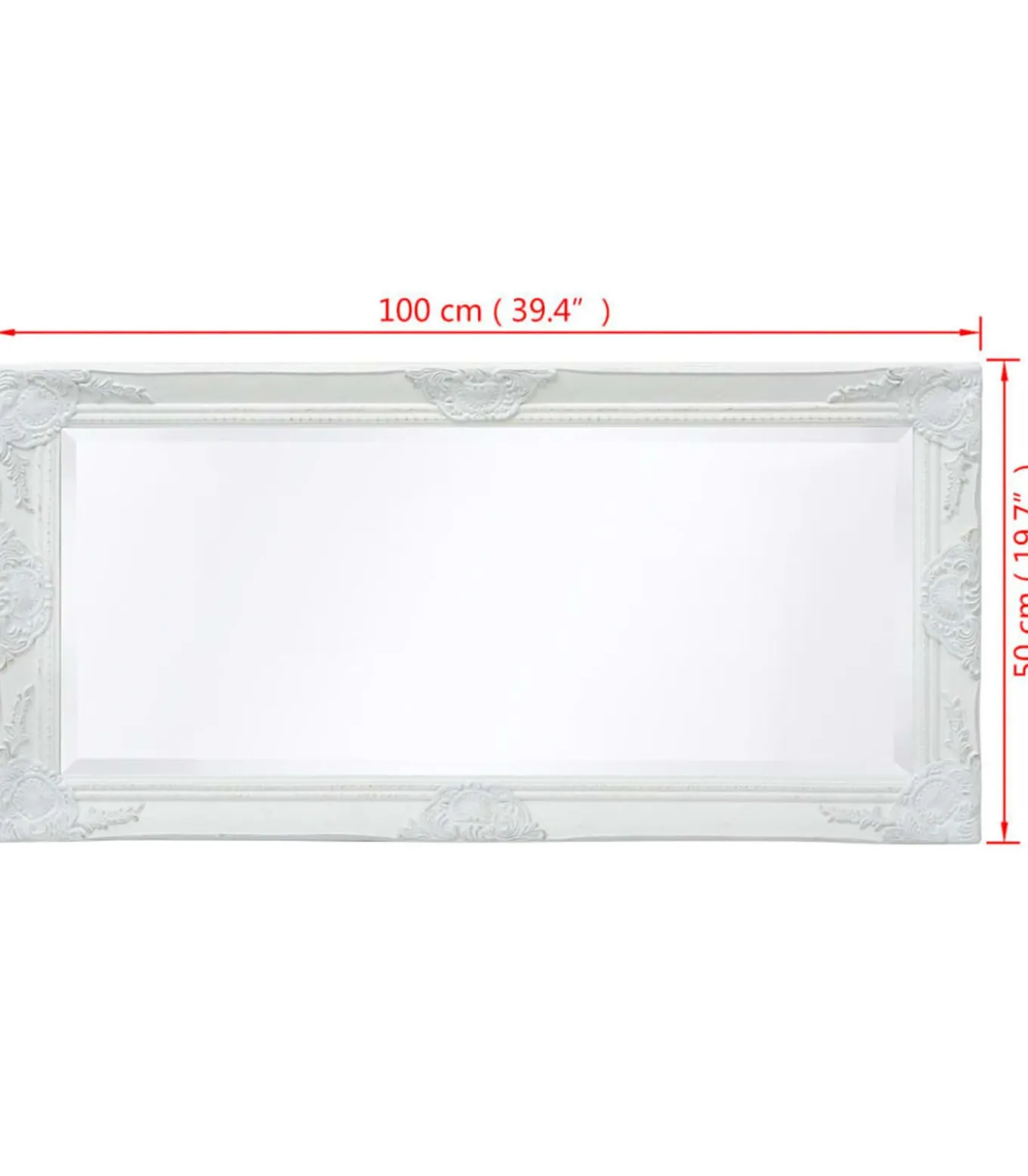 Wandspiegel Barok 100 x 50 cm wit