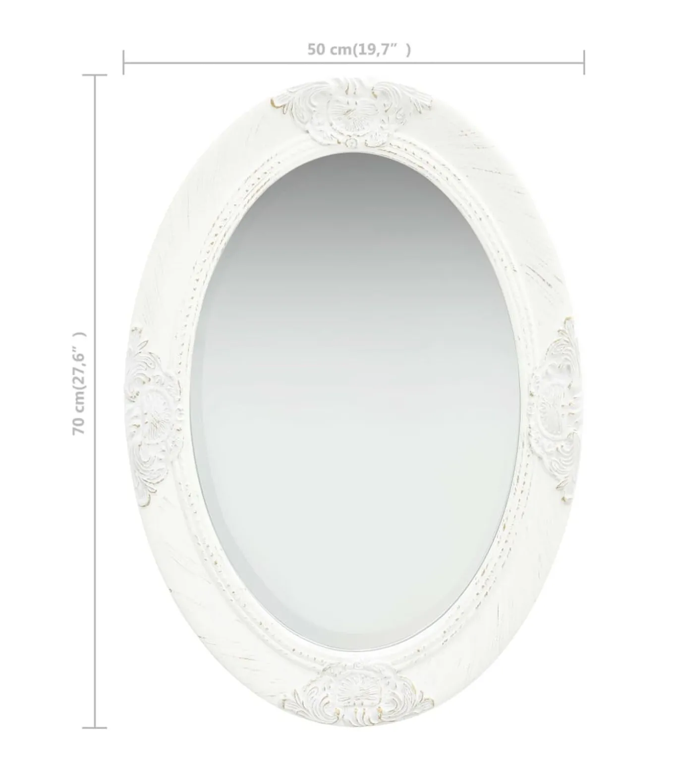 Wandspiegel barok stijl 50x70 cm wit