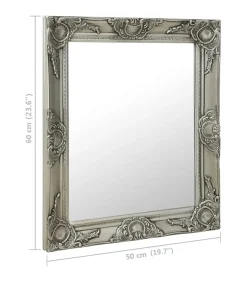 Wandspiegel barok stijl 50x60 cm zilverkleurig