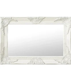 Wandspiegel barok stijl 60x40 cm wit