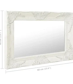 Wandspiegel barok stijl 60x40 cm wit