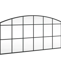 Wandspiegel boog 100x50 cm ijzer zwart