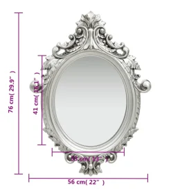 Wandspiegel kasteel stijl 56x76 cm zilverkleurig