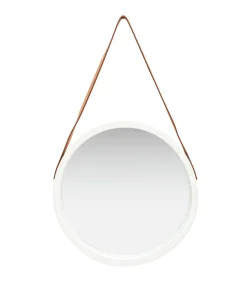 Wandspiegel met band 50 cm wit