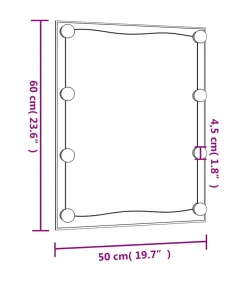 Wandspiegel met LED's rechthoekig 50x60 cm glas