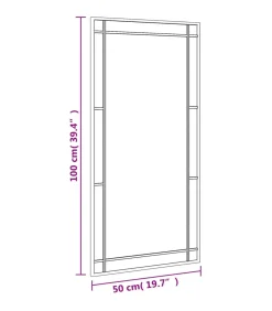 Wandspiegel rechthoekig 50x100 cm ijzer zwart