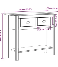 Wandtafel BODO 91x35x74 cm massief grenenhout bruin