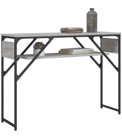 Wandtafel met schap 105x30x75 cm bewerkt hout grijs sonoma