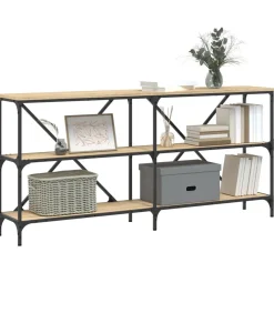 Wandtafel 160x30x75 cm bewerkt hout en ijzer sonoma eikenkleur