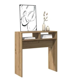 Wandtafel 78x30x80 cm bewerkt hout artisanaal eikenkleur