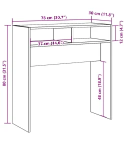 Wandtafel 78x30x80 cm bewerkt hout artisanaal eikenkleur