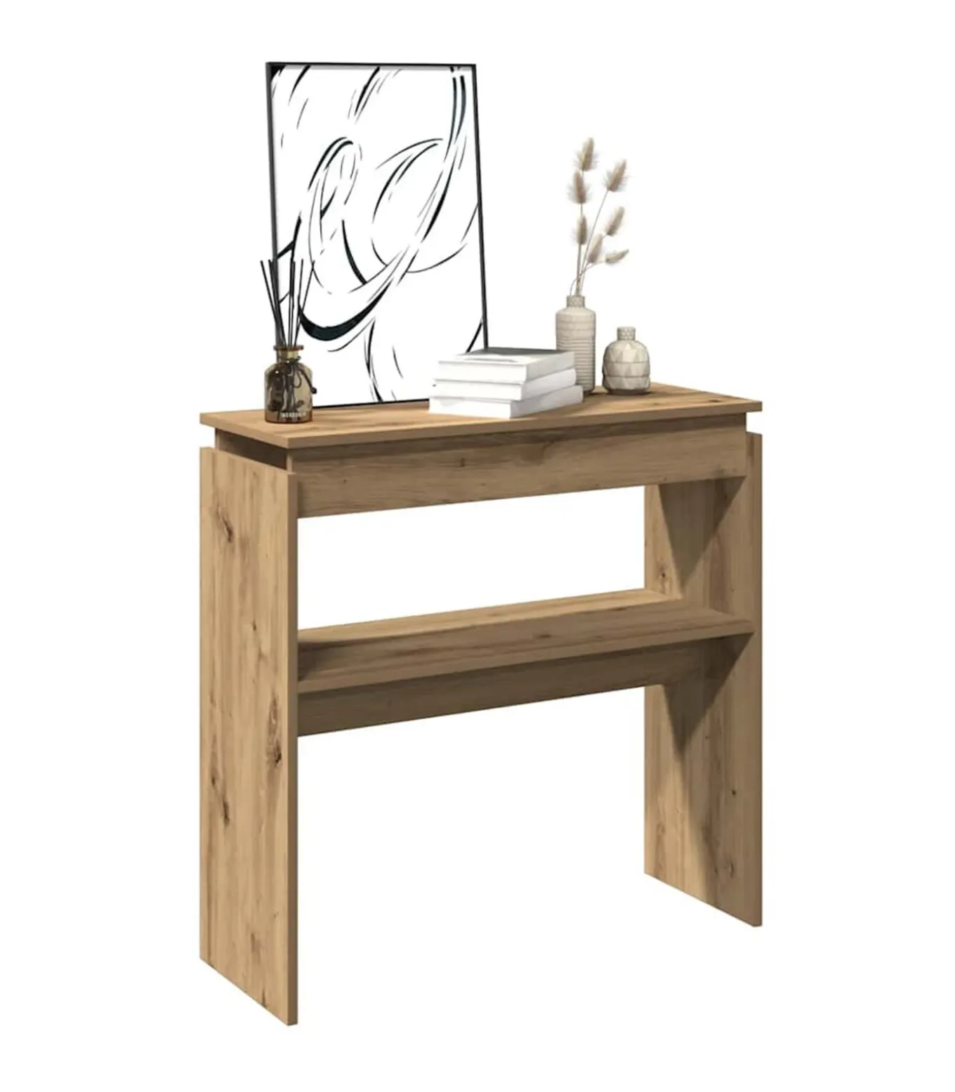 Wandtafel 80x30x80 cm bewerkt hout artisanaal eikenkleurig